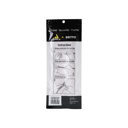 White background image, the backside of a package of JOOLA X BRITTO Pickleball edge guard tape, pink.
