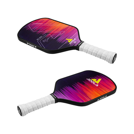 White Background Image: Two JOOLA Ben Johns' Hyperion CAS 13.5 mm pickleball paddles, pink. #pink